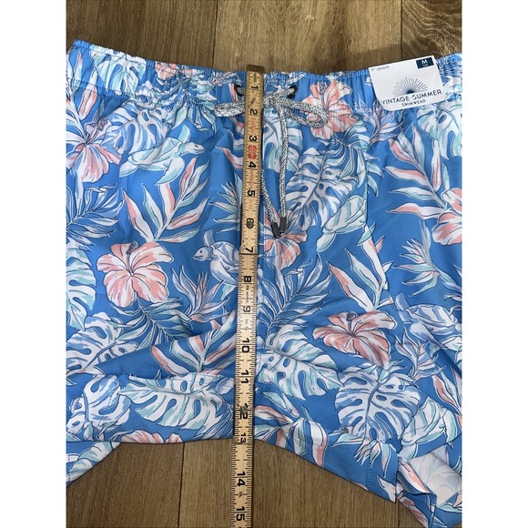 Vintage Summer Men's‎ Hawaiian Turtle Swim Shorts Mesh Brief Blue Medium - Picture 14 of 15